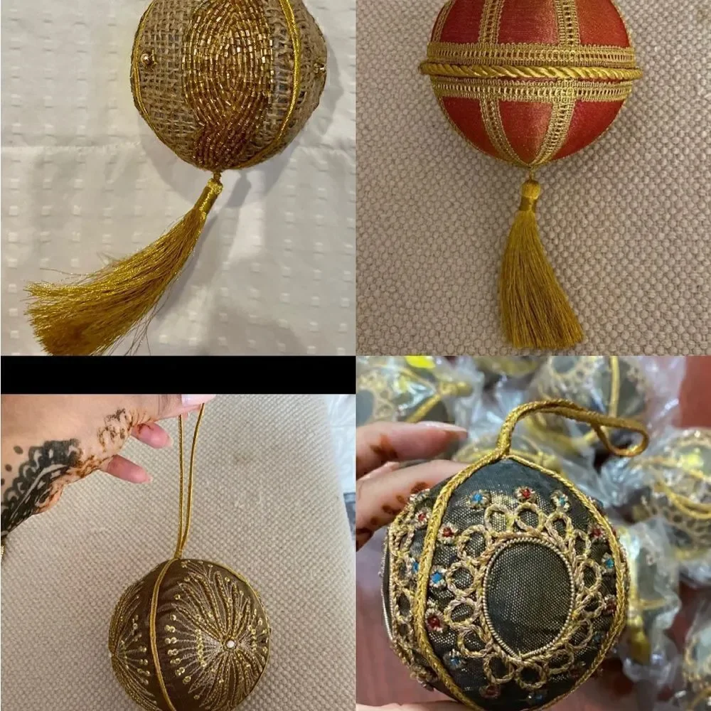 10 Purple Gold Thread Christmas Tree Eid Holiday Ornaments  Individually